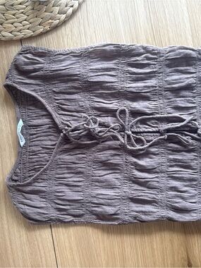 Stradivarius Taupe Crinkled Tie-Front Tank